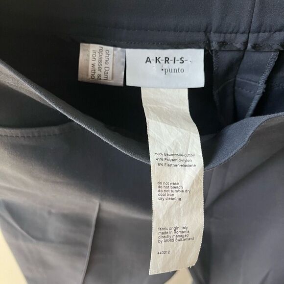 Akris Punto Trouser Pants Navy Blue Slim Fitted Tailored Pants Size 8‎ - Picture 6 of 8